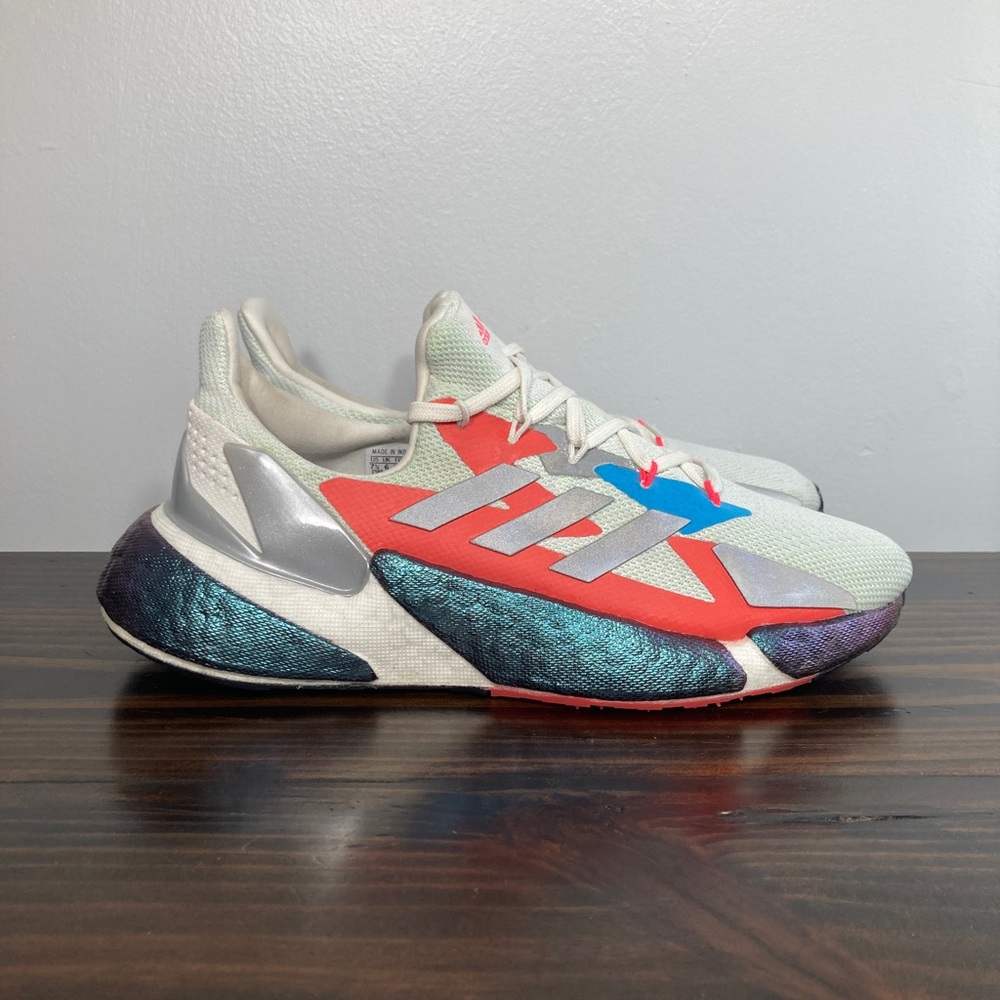 Adidas X9000L4 Boost Orange Silver Blue Athletic Sneakers Womens 7.5